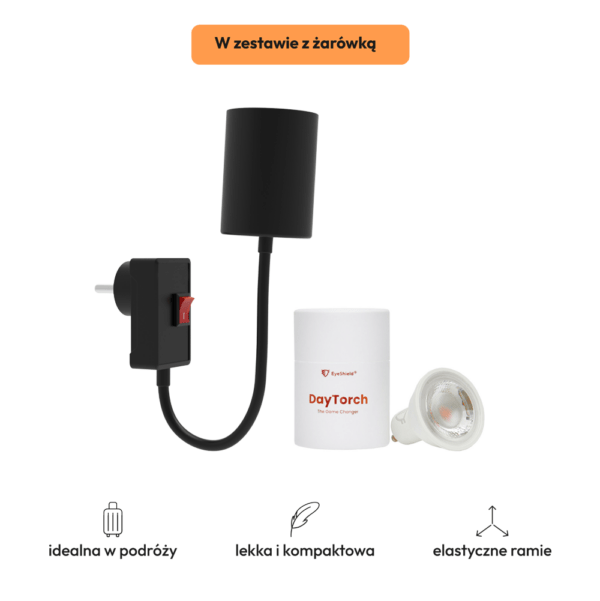 Kompaktowa lampka do kontaktu Flexo z żarówką DayTorch